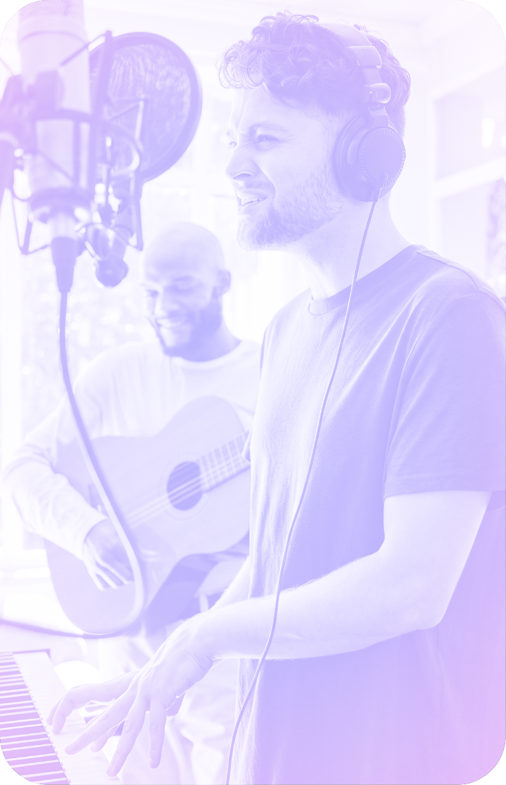 Artists recording in studio